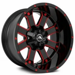 20x12 American Off-Road A108 Black Red Milled (Dual Stage Forged) (* May Require Trimming) -44mm (CUSTOM 2-3 Weeks)