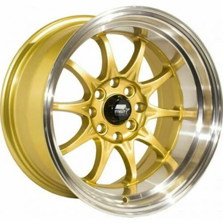 16x8 MST MT11 Gold W/ Machined Lip 5x100 5x4.5/114.3 15mm 3 16x8 MST MT11 Gold W/ Machined Lip 5x100 5x4.5/114.3 15mm