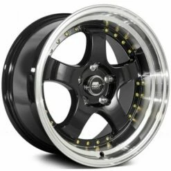17x9 MST MT07 Gloss Black W/ Machined Lip Gold Rivets 5x4.5/114.3 20mm